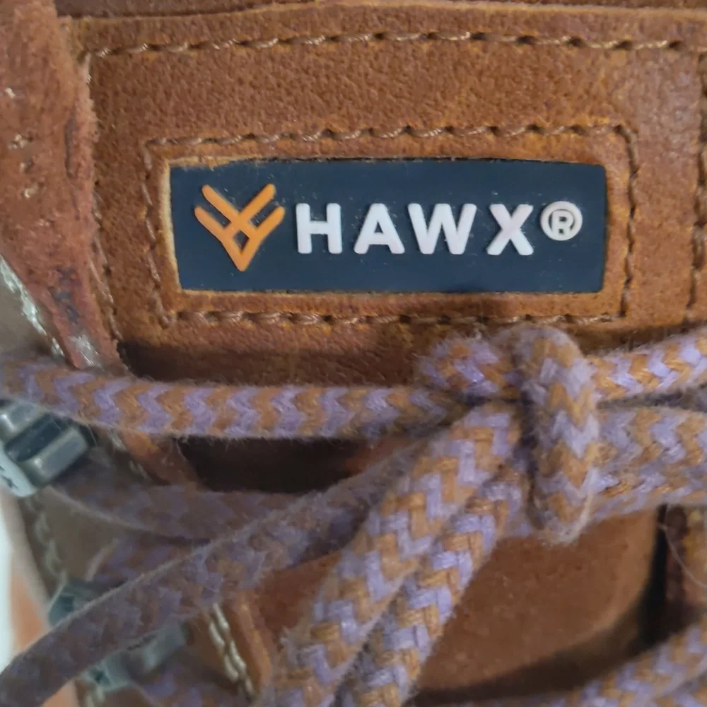 Hawx Men's‎ Leather Size 9B Brown Steel Toed Work Boots GUC